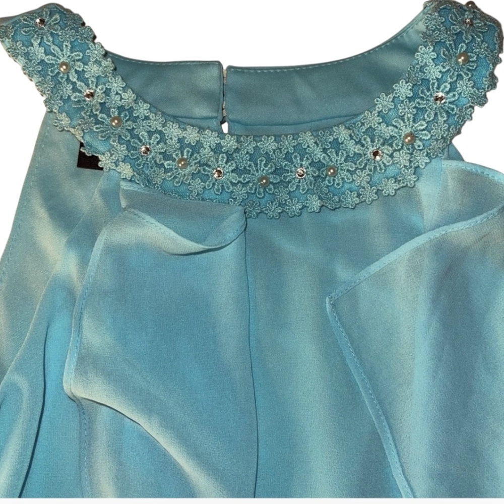 AMY BYER DRESS GIRL SLEEVELESS LIGHT BLUE COLOR WITH PRETTY ACCESSORIES SIZE M-6 - Picture 6 of 9
